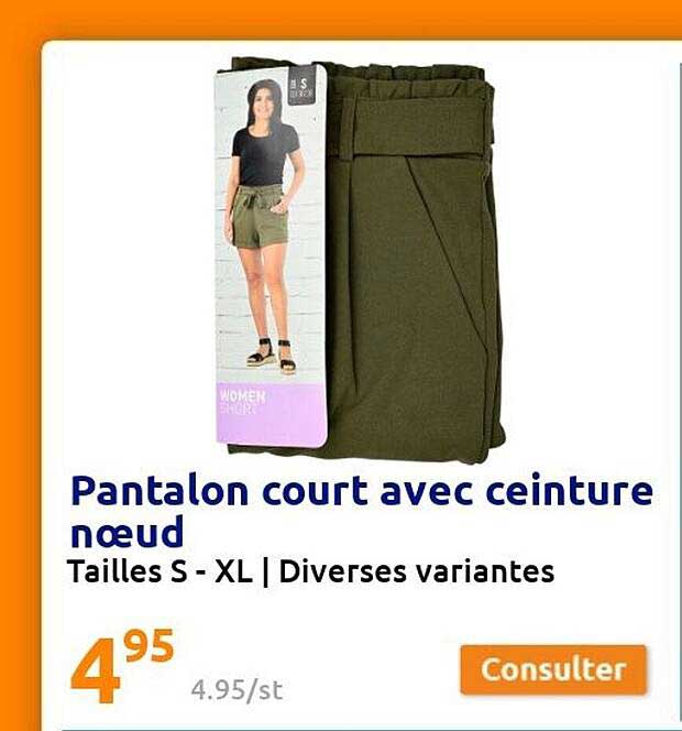 pantalon court avec ceinture nœud