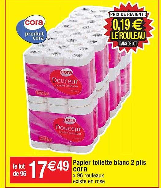 papier toilette blanc 2 plis cora