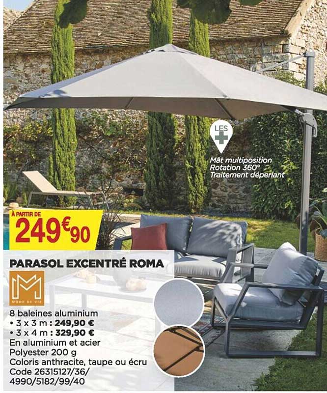 parasol excentré roma