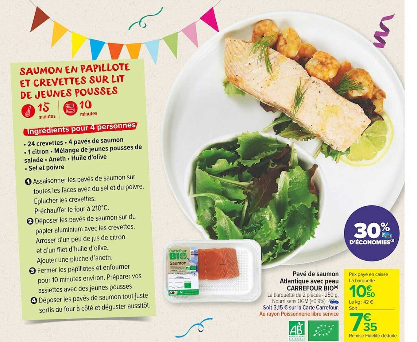 Pavé De Saumon Atlantique Avec Peau Carrefour Bio