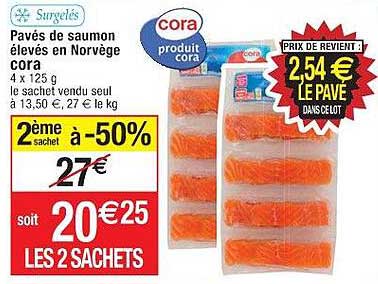 pavés de saumon élevés en norvèges cora