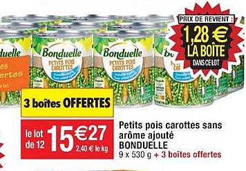 petits pois carottes sans arôme ajouté bonduelle 3 boîtes offertes