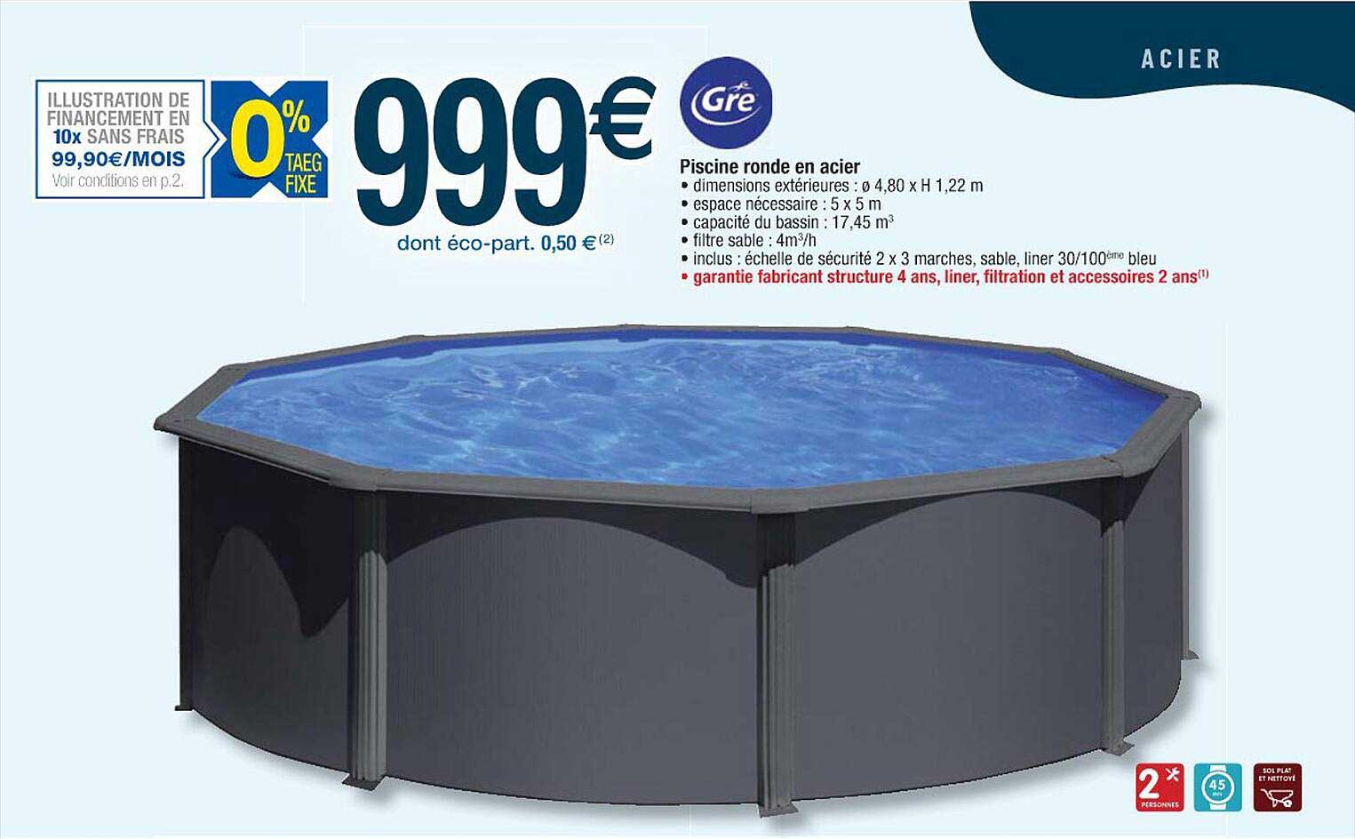 Piscine Ronde En Acier Gré