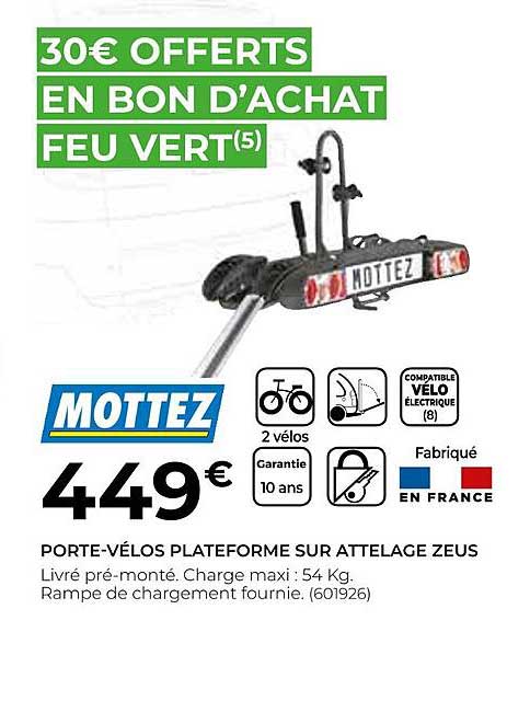 porte-vélo plate-forme sur attelage zeus mottez