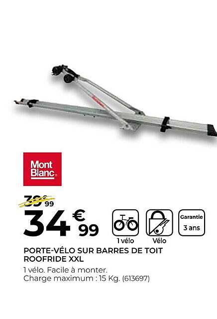 porte-vélo sur barres de toit roofride xxl mont blanc