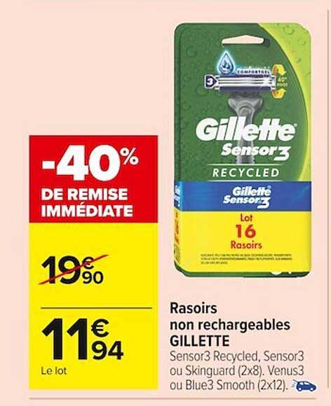 rasoirs non rechargeables gillette -40% de remise immédiate