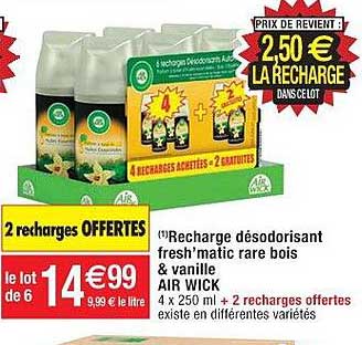 recharge désodorisant fresh' matic rare bois & vanille air wick