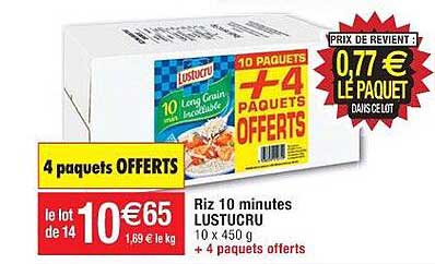 riz 10 minutes lustucru 4 paquets offerts