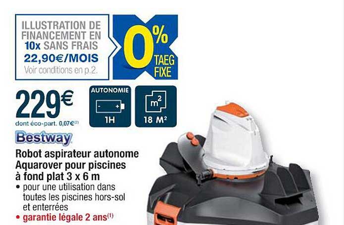 robot aspirateur autonome aquarover pour piscines à fond plat 3 x 6 m bestway