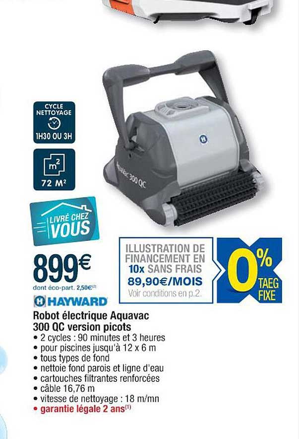 robot électrique aquavac 300 qc version picots hayward