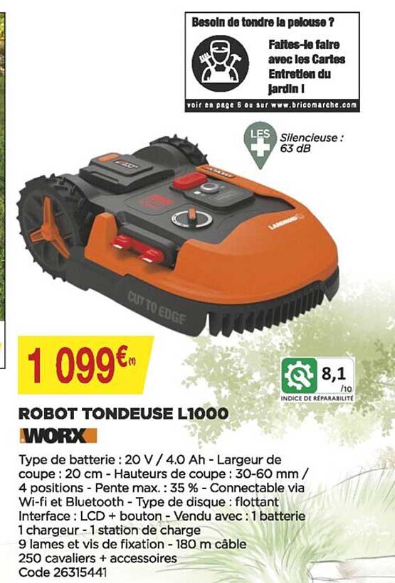 robot tondeuse l1000 worx
