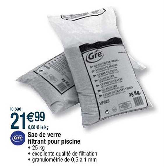 sace de verre filtrant pour piscine gré