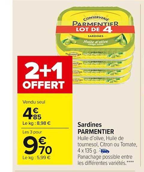 Sardines Parmentier 2+1 Offert