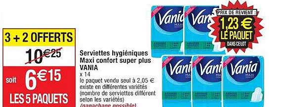 Serviettes Hygiéniques Maxi Confort Super Plus Vania 3+2 Offerts