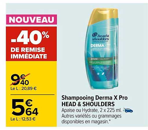 shampooing derma x pro head & shoulders -40% de remise immédiate