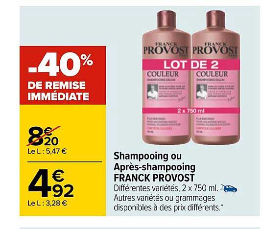 shampooing ou après-shampooing frack provost -40% de remise immédiate