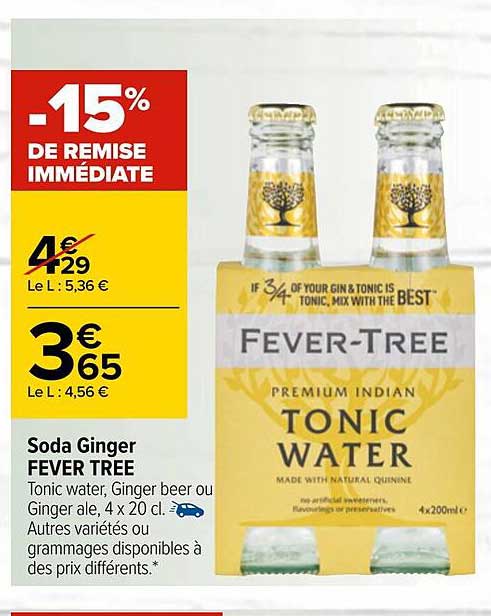 soda ginger fever tree -15% de remise immédiate