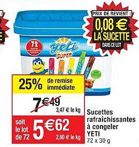 sucettes rafraîchissantes à congeler yeti 25% de remise immédiate