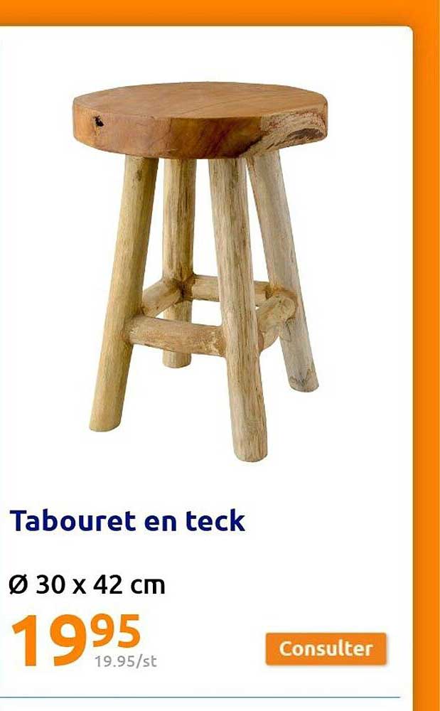tabouret en teck