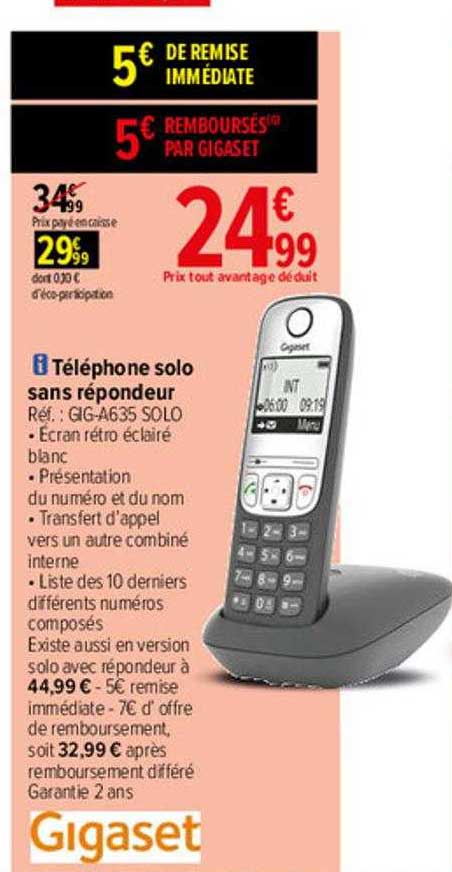 Téléphone Solo Sans Répondeur Gigaset