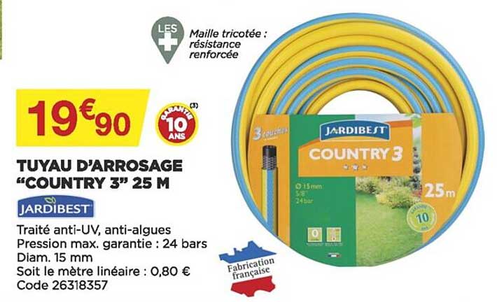 tuyau d'arrosage country 3 25 m jardibest