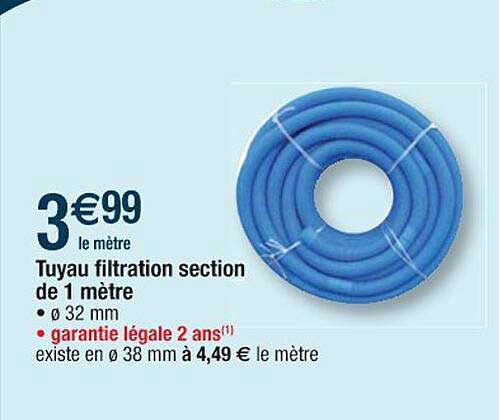 tuyau filtration section de 1 mètre