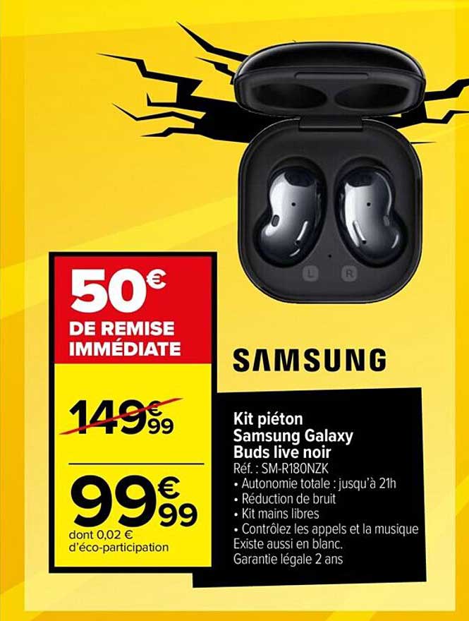 kit piéton samsung galaxy buds live noir