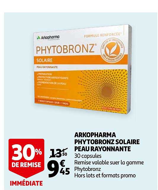 arkopharma phytobronz solaire peau rayonnante