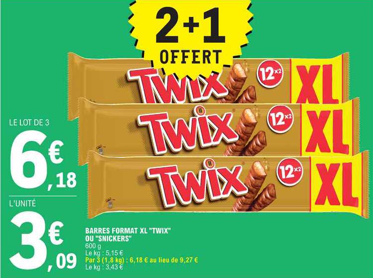 barres format xl "twix" ou "snickers"