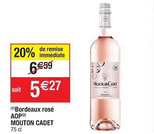 bordeaux rosé aop mouton cadet 20% de remise immédiate