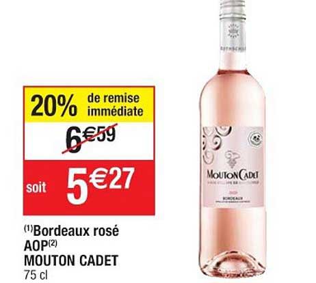 bordeaux rosé aop mouton cadet 20% de remise immédiate
