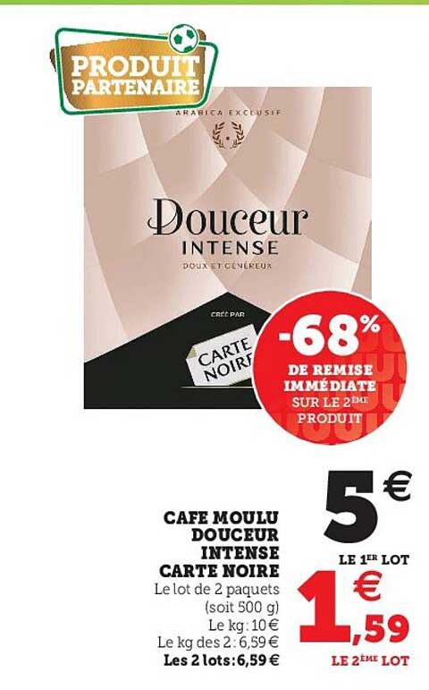 Café Moulu Douceur Intense Carte Noire -68% De Remise Immédiate Sur Le 2ème Produit