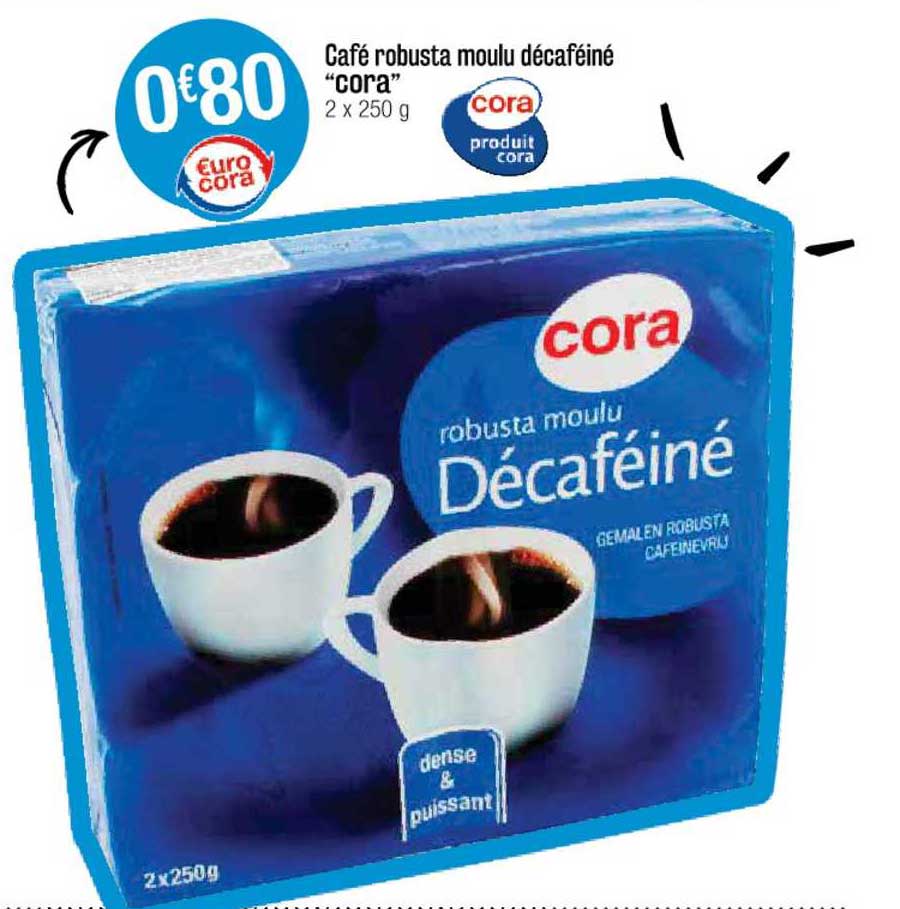 café robusta moulu décaféiné "cora"