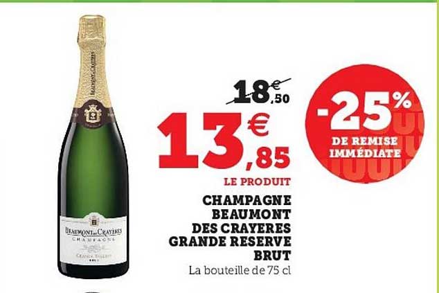 champagne beaumont des crayères grande reserve brut -25% de remise immédiate