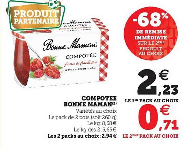 compotée bonne maman -68% de remise immédiate sur le 2ème produit au choix