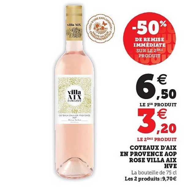 côteaux d'aix en provence aop rose villa aix hve -50% de remise immédiate sur le 2ème produit