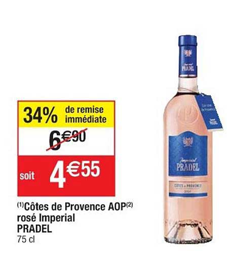 Côtes De Provence Aop Rosé Imperial Pradel 34% De Remise Immédiate