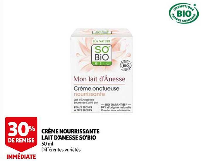crÈme nourrissante lait d'anesse so'bio