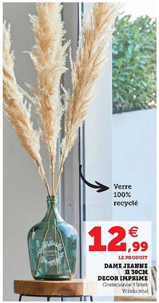 dame jeanne h 30cm décor imprimé