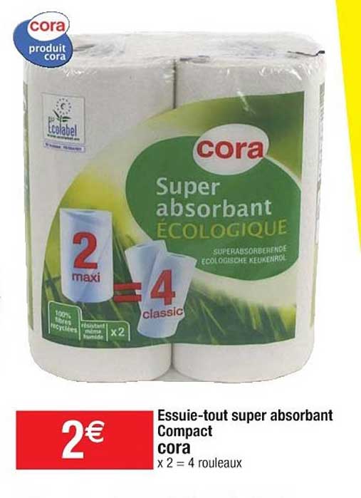 essuie-tout super absorbant compact cora