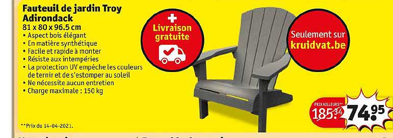 fauteuil de jardin troy adirondack