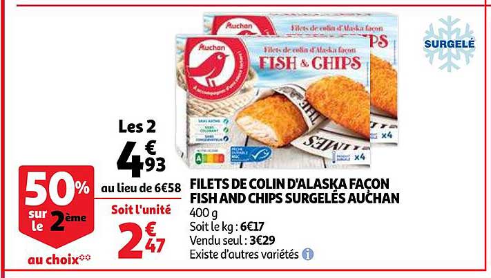 filets de colin d'alaska facon fish and chips surgelÉs auchan