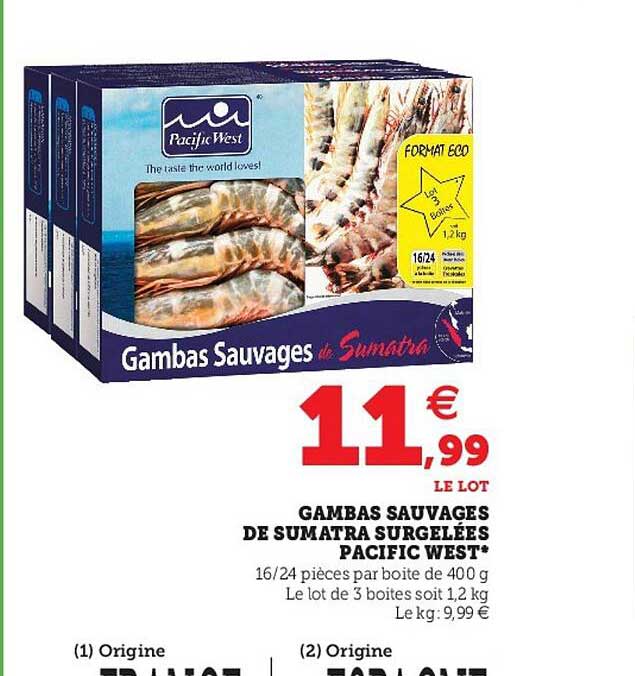 gambas sauvages de sumatra surgelés pacific west
