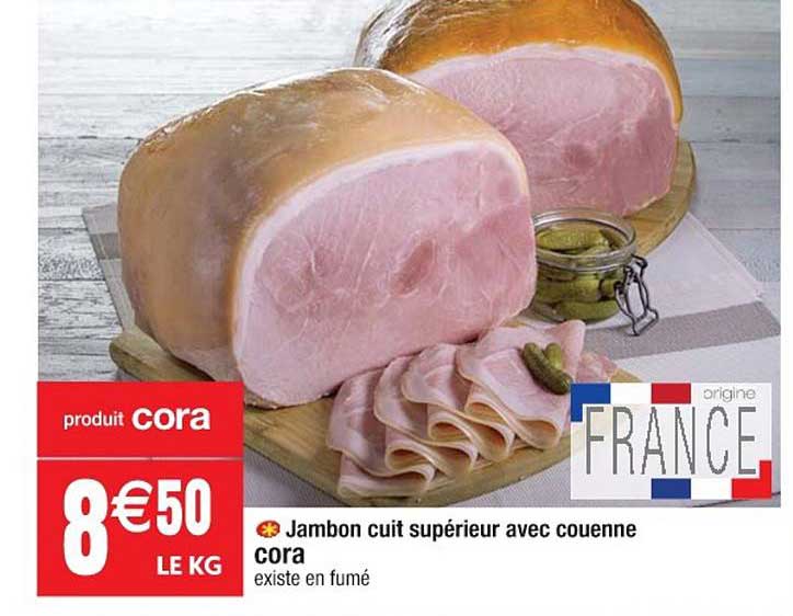 Jambon Cuit Supérieur Avec Couenne Cora