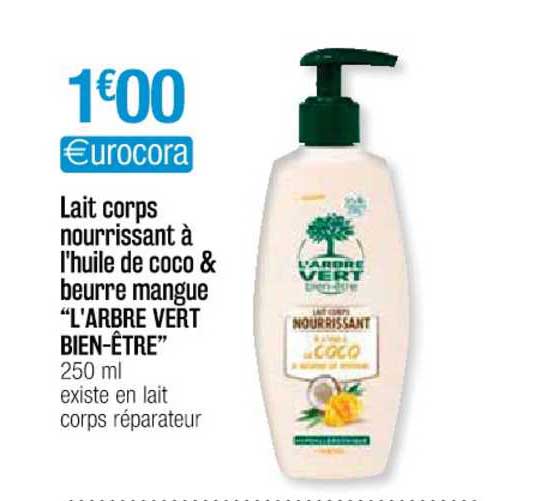 lait corps nourrissant à l'huile de coco & beurre mangue "l'arbre vert bien-être"