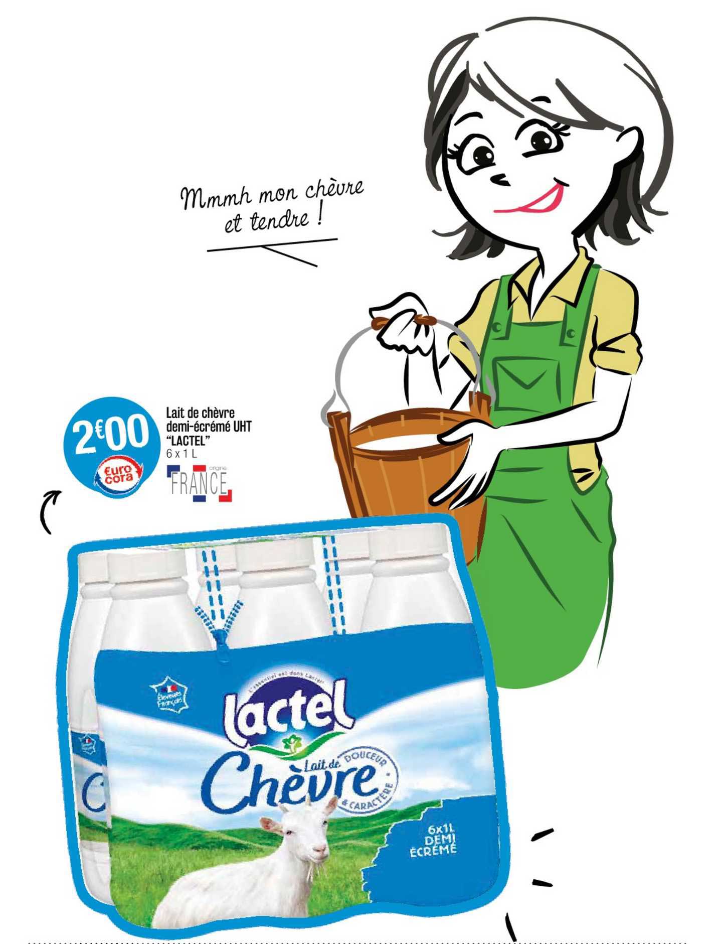 lait de chèvre demi-écrémé uht "lactel"