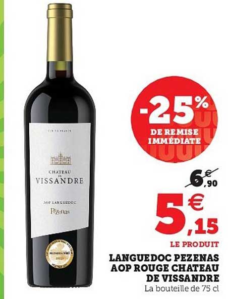 languedoc pezenas aop rouge chateau de vissandre -25% de remise immédiate