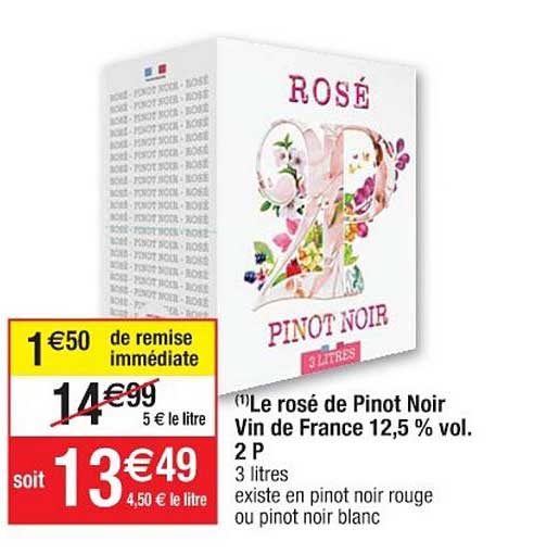 le rosé de pinot noir vin de france 12.5% vol. 2 p