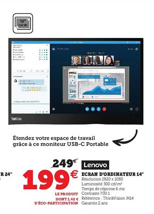 lenovo écran d'ordinateur 14"