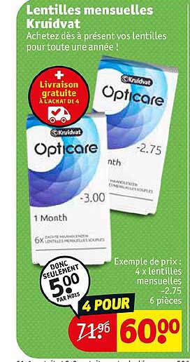 lentilles mensuelles kruidvat